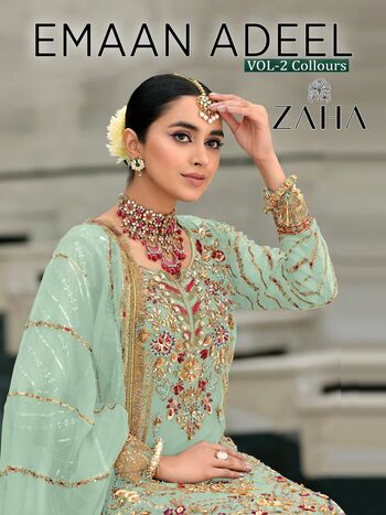 ZAHA EMAAN ADEEL GEORGETTE EMBROIDERY PAKISTANI SUITS CATALOGUE