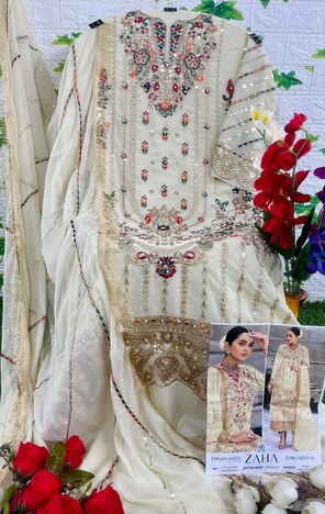 ZAHA EMAAN ADEEL GEORGETTE EMBROIDERY PAKISTANI SUITS CATALOGUE