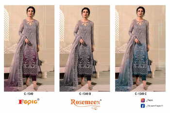 FEPIC ROSEMEEN C 1349 ORGANZA EMBROIDERY PAKISTANI SUITS AT SURAT