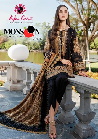 NAFISA COTTON MONSOON VOL 9 PURE COTTON KARACHI SUITS CATALOGUE