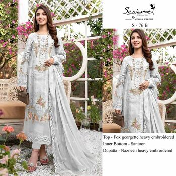 SERENE S 76 FOUX GEORGETTE PAKISTANI SUITS LATEST CATALOGUE