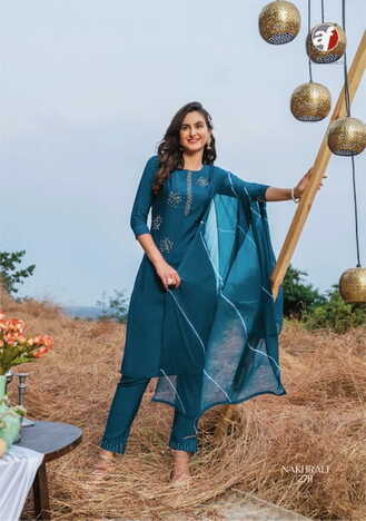 ANJU FABRICS NAKHRALI VOL 4 KURTI WITH PANT DUPATTA LATEST CATALOGUE