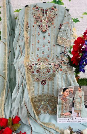 ZAHA EMAAN ADEEL GEORGETTE EMBROIDERY PAKISTANI SUITS CATALOGUE