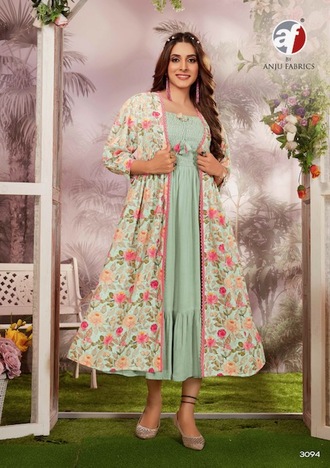 ANJU FABRICS SHRILL GRILL HANDWORK DESIGNER GOWNS 