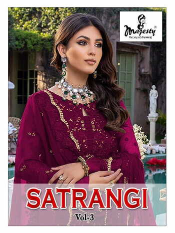 MAJESTY SATRANGI VOL 3 FOUX GEORGETTE DESIGNER PAKISTANI SUITS