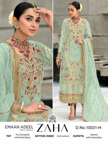 ZAHA EMAAN ADEEL GEORGETTE EMBROIDERY PAKISTANI SUITS CATALOGUE