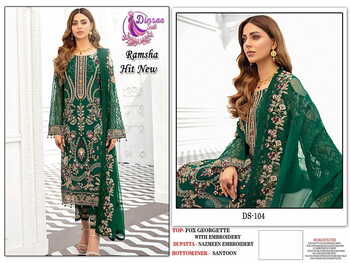 DINSAA SUIT RAMSHA HIT NEW FOUX GEORGETTE PAKISTANI SUITS CATALOGUE