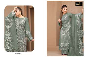 RAWAYAT DAMASK X ROUCHE VOL 12 FOUX GEORGETTE PAKISTANI SUITS AT SURAT