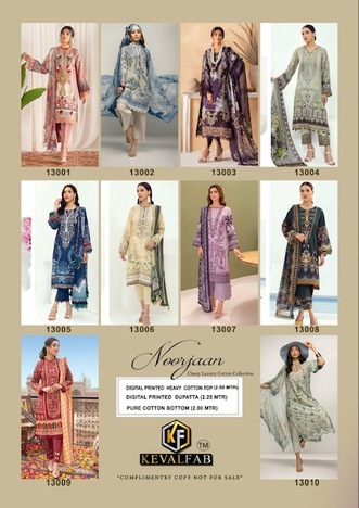 KEVAL FAB NOOR JAAN VOL 3 COTTON KARACHI SUITS MANUFACTURER 