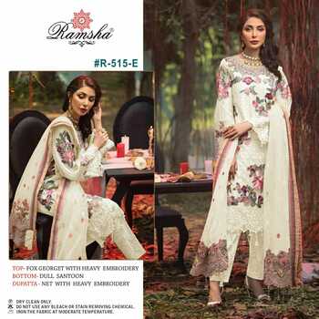 RAMSHA PRESENT R 515 GEORGETTE EMBROIDERY PAKISTANI SUITS