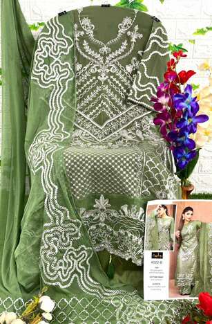 RAWAYAT DAMASK X ROUCHE VOL 12 FOUX GEORGETTE PAKISTANI SUITS AT SURAT