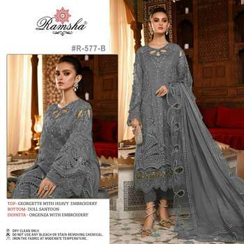 RAMSHA PRESENT R 577 GEORGETTE EMBROIDERY PAKISTANI SUITS