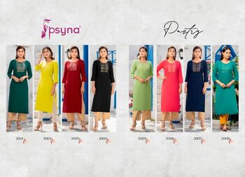 PSYNA PASTRY VOL 2 RAYON EMBROIDERY FANCY KURTI CATALOGUE