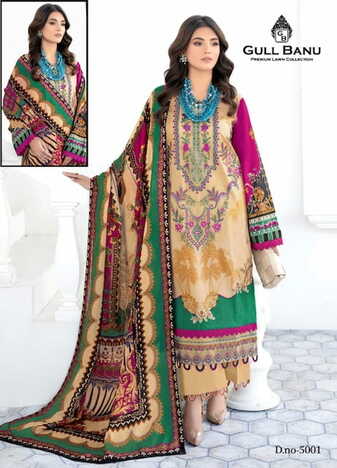 GULL AAHMED GULL BANU VOL 5 PURE LAWN KARACHI SUITS WHOLESALER SURAT