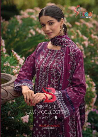 SHREE FABS BIN SAEED LAWN COLLECTION VOL 6 READYMADE PAKISTANI SUITS