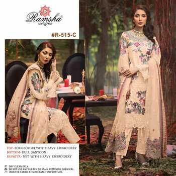 RAMSHA PRESENT R 515 GEORGETTE EMBROIDERY PAKISTANI SUITS