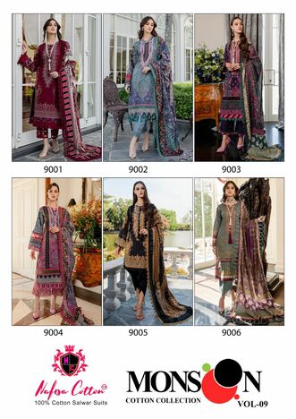 NAFISA COTTON MONSOON VOL 9 PURE COTTON KARACHI SUITS CATALOGUE