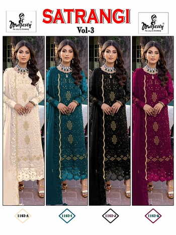 MAJESTY SATRANGI VOL 3 FOUX GEORGETTE DESIGNER PAKISTANI SUITS