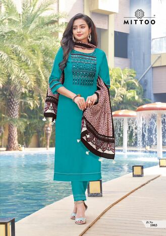 MITTOO MAHIMA TOP PANT WITH DUPATTA 3PCS SET NEW CATALOGUE