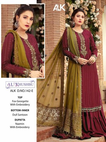 AL KHUSHBU ALK D.NO 142 GEORGETTE WITH EMBROIDERY BRIDAL COLLECTION 2021