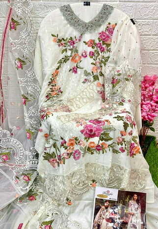 RAMSHA PRESENT R 515 GEORGETTE EMBROIDERY PAKISTANI SUITS