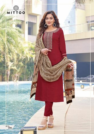 MITTOO MAHIMA TOP PANT WITH DUPATTA 3PCS SET NEW CATALOGUE