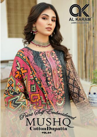 AL KARAM MUSHQ VOL 4 PURE CAMBRIC EMBROIDERY KARACHI SUITS WHOLESALE