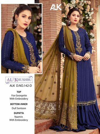 AL KHUSHBU ALK D.NO 142 GEORGETTE WITH EMBROIDERY BRIDAL COLLECTION 2021