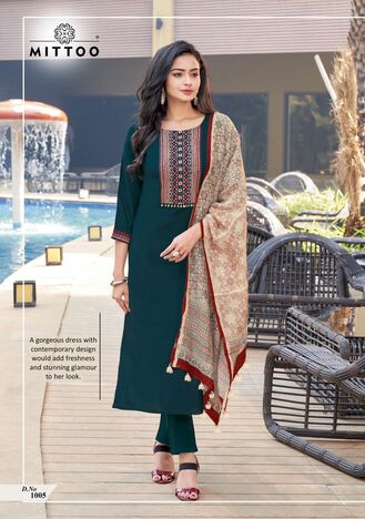 MITTOO MAHIMA TOP PANT WITH DUPATTA 3PCS SET NEW CATALOGUE