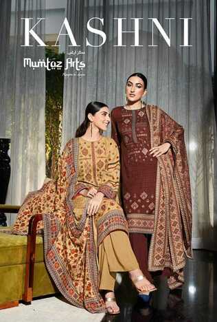 MUMTAZ ARTS KASHNI TWIL PASHMINA PRINT EMBROIDERY SUITS WINTER COLLECTION