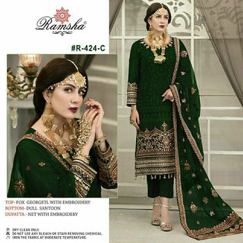 RAMSHA R 424 NX GEORGETTE PAKISTANI SALWAR SUITS CATALOGUE