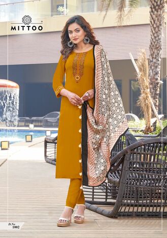 MITTOO MAHIMA TOP PANT WITH DUPATTA 3PCS SET NEW CATALOGUE