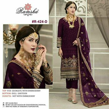 RAMSHA R 424 NX GEORGETTE PAKISTANI SALWAR SUITS CATALOGUE