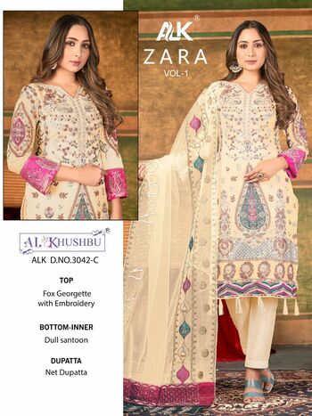 AL KHUSHBU ZARA VOL 1 GEORGETTE PAKISTANI DESIGNER SUITS