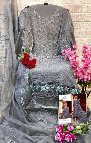 RAMSHA PRESENT R 577 GEORGETTE EMBROIDERY PAKISTANI SUITS