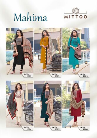 MITTOO MAHIMA TOP PANT WITH DUPATTA 3PCS SET NEW CATALOGUE