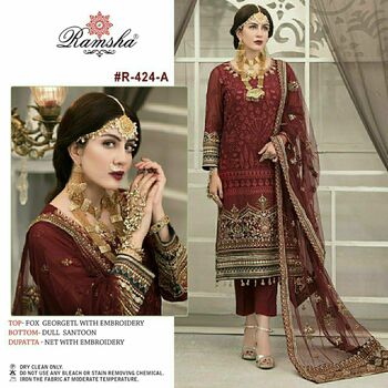 RAMSHA R 424 NX GEORGETTE PAKISTANI SALWAR SUITS CATALOGUE