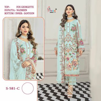 SHREE FABS S 581 SERIES FOUX GEORGETTE PAKISTANI SUITS CATALOGUE