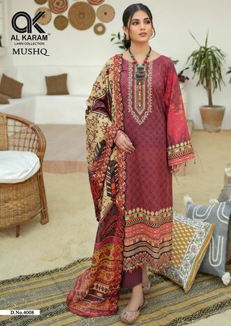 AL KARAM MUSHQ VOL 4 PURE CAMBRIC EMBROIDERY KARACHI SUITS WHOLESALE