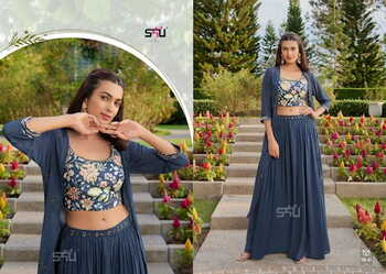 S4U FUSION BEATS DESIGNER CROP TOP SKIRT WITH SHRUG LATEST COLLECTION