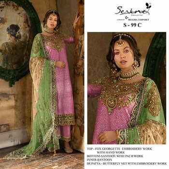 SERINE S 99 FOUX GEORGETTE EMBROIDERY PAKISTANI SUITS CATALOGUE