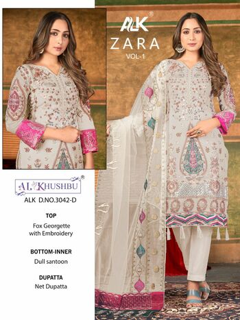 AL KHUSHBU ZARA VOL 1 GEORGETTE PAKISTANI DESIGNER SUITS