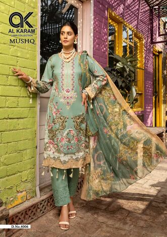 AL KARAM MUSHQ VOL 4 PURE CAMBRIC EMBROIDERY KARACHI SUITS WHOLESALE