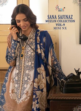 SHREE FABS SANA SAFINAZ MUZLIN COLLECTION VOL 9 MINI NX PAKISTANI SUITS