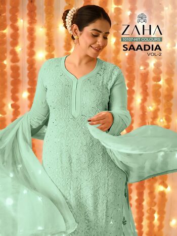 ZAHA SAADIA VOL 2 GEORGETTE EMBROIDERY PAKISTANI SUITS CATALOGUE