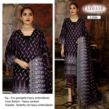 ZARQASH ADANS LIBAS VOL 2 FOUX GEORGETTE PAKISTANI SUITS WHOLESALE