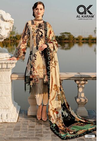 AL KARAM QUEENS COURT VOL 3 CAMBRIC PRINT KARACHI SUITS SURAT