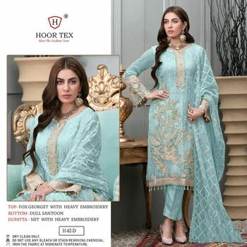 HOOR TEX H 62 GEORGETTE EMBROIDERY PAKISTANI SUITS CATALOGUE