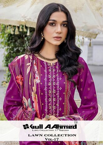 GULLAAHMED VOL 17 THE ORIGINAL LAWN PAKISTANI SALWAR KAMEEZ DISTRIBUTOR IN SURAT