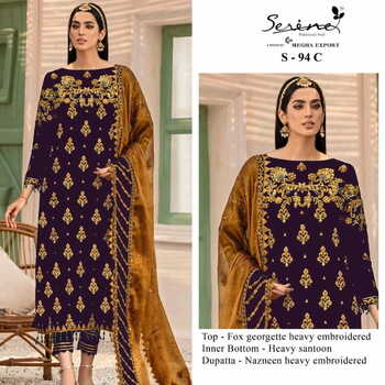 SERENE S 94 COLOURS GEORGETTE EMBRIODERED PAKISTANI SUITS CATALOGUE